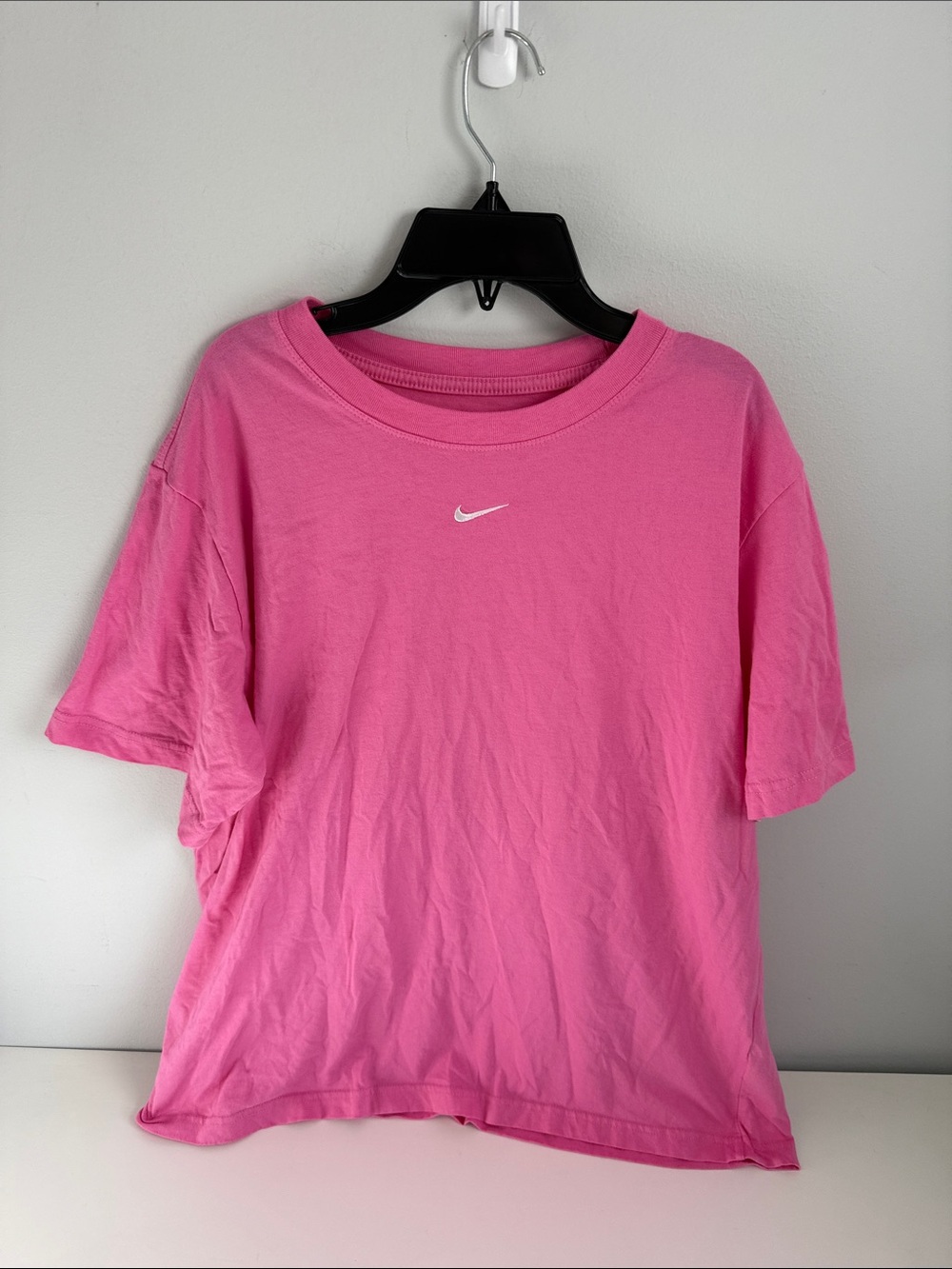 Nike Women's Hot Pink Short Sleeve Crewneck Tee with White Swoosh